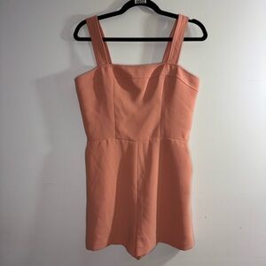 Amanda Uprichard Romper Coral Peach Sleeveless Square Neck Women’s Medium